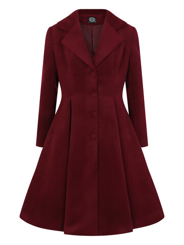 Pre dokonalý a originálny outfit Bordový dámsky retro kabát s gombíkmi